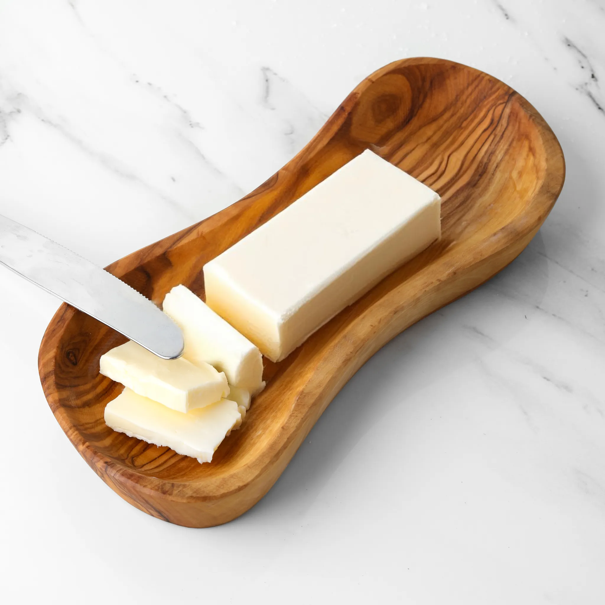 olive wood rectangular serving tray with rope handles