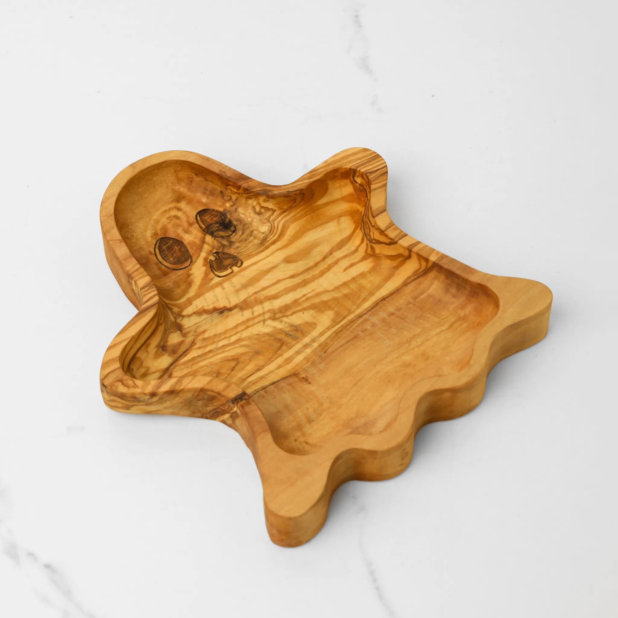 olive wood halloween ghost design charcuterie tray