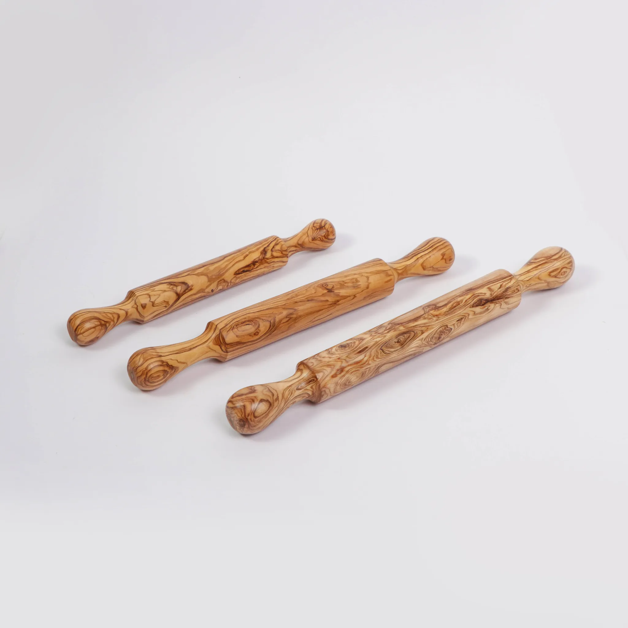 olive wood rolling pin with handles