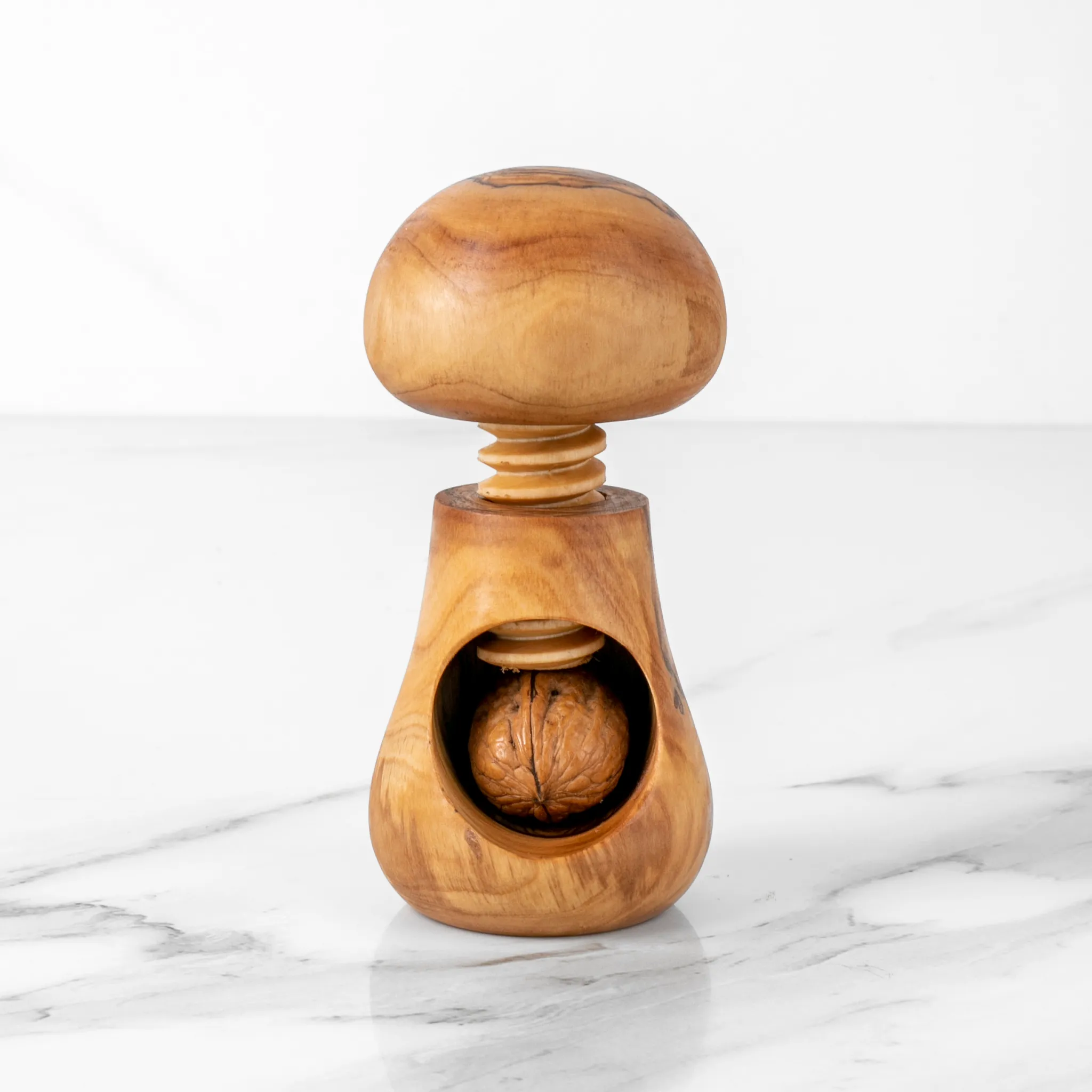 olive wood mushroom shape nut cracker