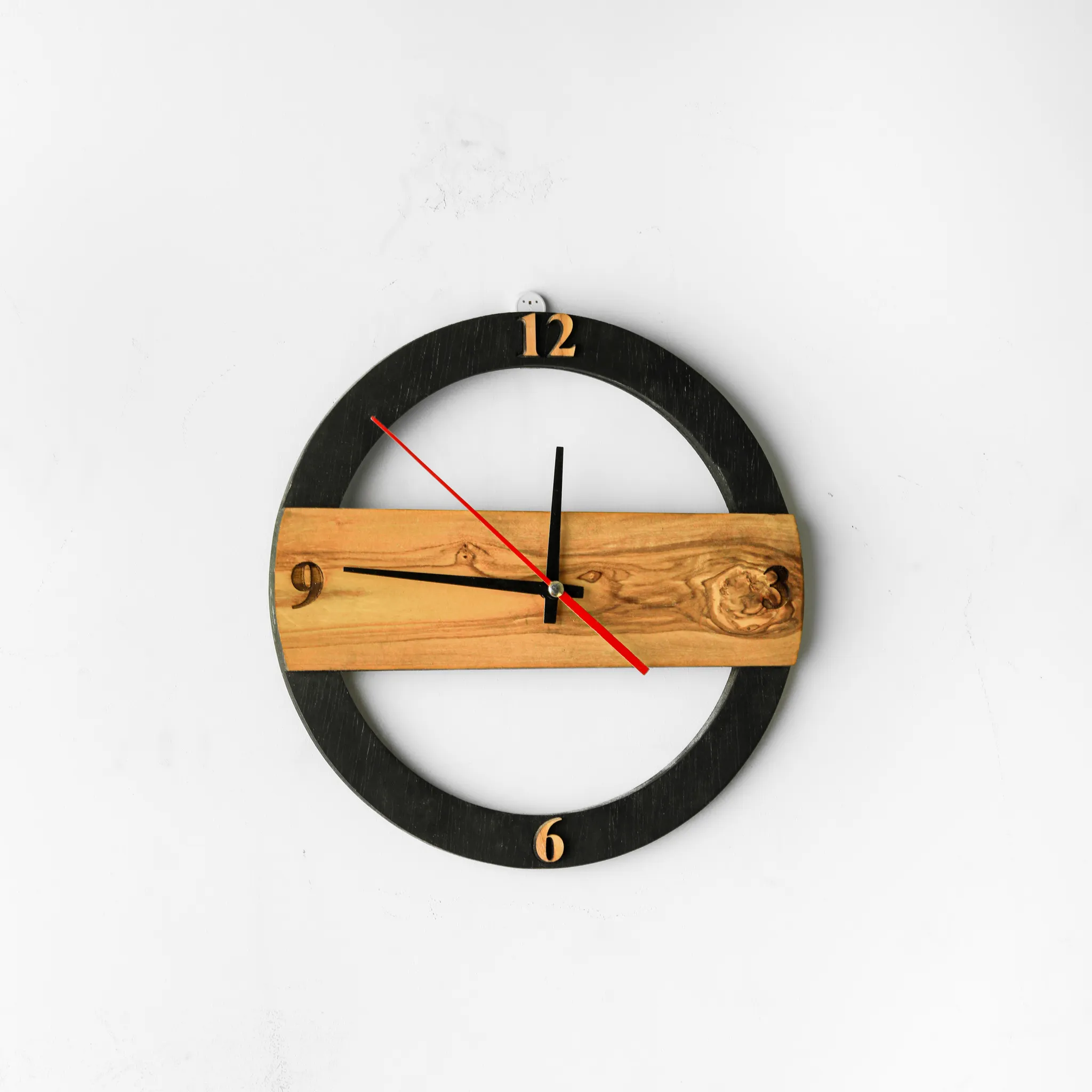 olive wood wooden hanged clock