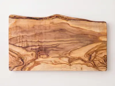 Live-edge olive wood serving board, plain and unengraved