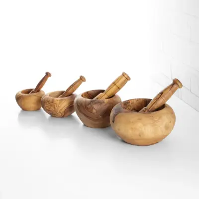 olive wood mortars and pestles