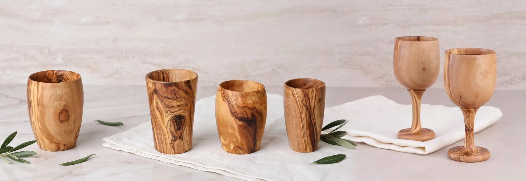 olive wood drinkware & tumblers